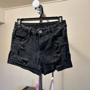 Cato Black Distressed Jean Shorts